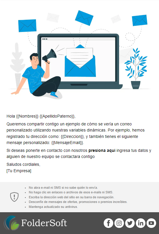 Correo Personalizado en Mail Marketing de FolderCRM